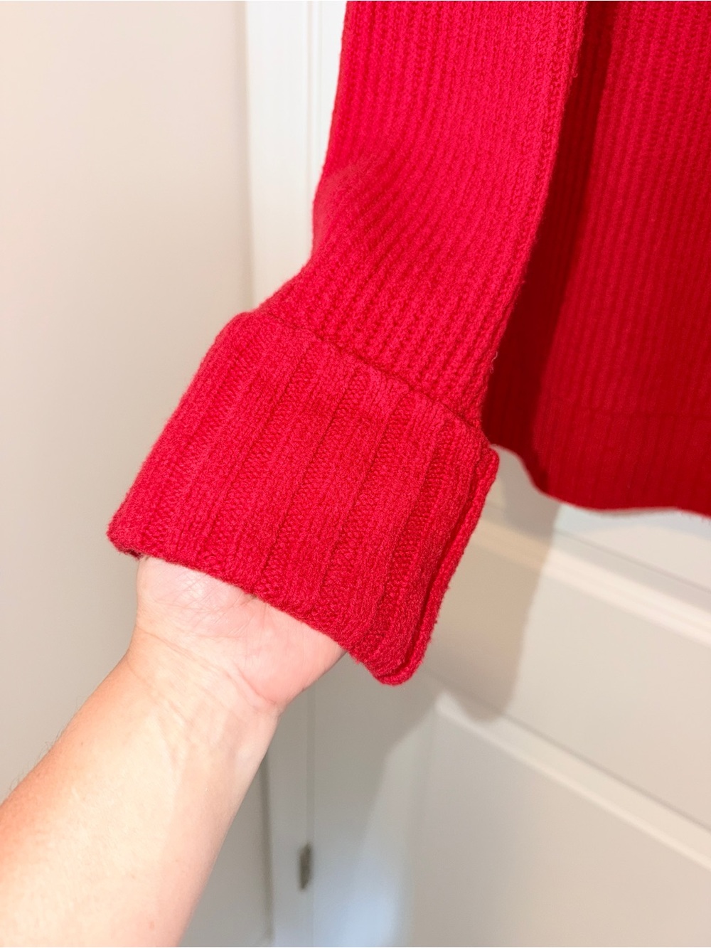 Talbots Red Button-Front Ribbed Women's Sweater - Picture 5 of 7